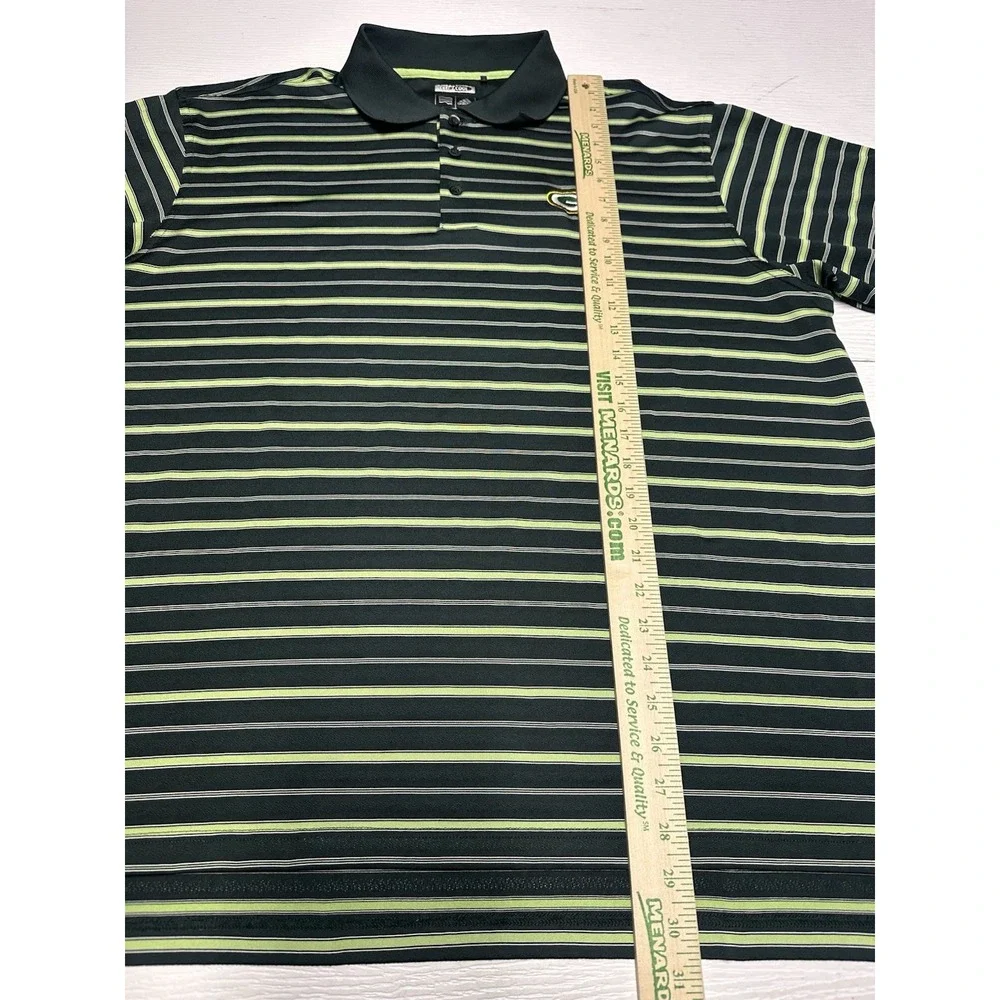 Adidas Green‎ Bay Packers Polo Shirt Mens Sz XL Striped Short Sleeve Golf NFL